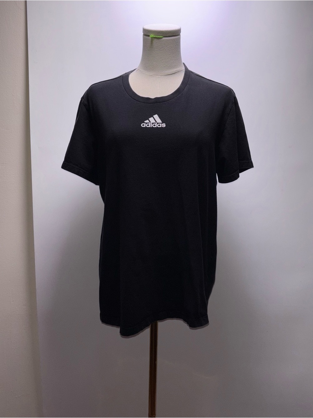 adidas Black Short Sleeve Tee with White Logo Size L